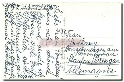 Menton — Widok Ogólny — Wydawnictwo Glob, Paryż — Rewers