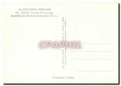 Arles - Kloster Saint-Trophime — Römische Galerien (12. Jahrhundert) — Editionen 'MAR' — Rückseite