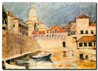Dubrovnik — vista do porto com igreja — Franciszek Kmitya