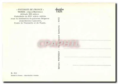 Wnętrze katedry Tende — wydawca Photo Cuy — nr E.911 — Rewers