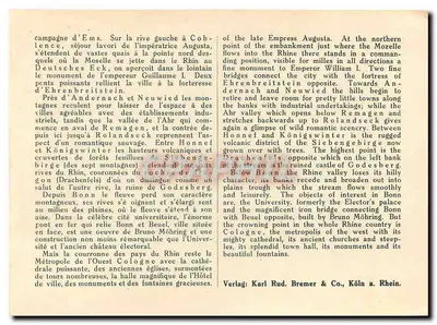 Mayence — widok na Ryn wraz z łodziami — Verlag Karl Rud. Bremer & Co., Köln a. Rhein — Rewers