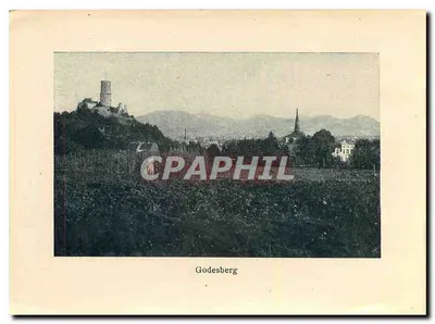 Königswinter — widok na Ryn wraz z łodzią i górami — wydawca nieodczytalny — Rewers