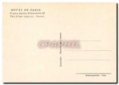 Hôtel de Paris — Terni — wydawca RotastampaColor — Rewers
