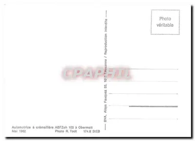 Automotrice a cremalheira ABFZeh 103 em Obermatt — BVA, Lausanne — Verso