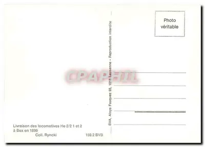 Entrega das locomotivas He 2/2 1 e 2 em Bex — BVA, Aloys Fauquez 93, 1018 Lausanne — Verso