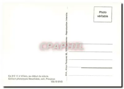 Villars - Trem elétrico Bex-Gryon-Villars — Edição fototipia Neuchâtel, coleção Ploujoux — Verso