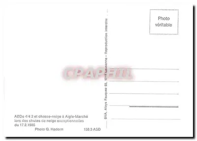 Aigle-Marché — limpeza de neve excepcional — BVA 4/4 e limpeza de neve ABDE 4/4 — Foto G. Hadorn — Verso
