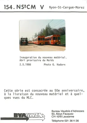 Nyon-St-Cergue-Morez — Inauguração do novo equipamento — Bureau Vaudois d'Adresses
