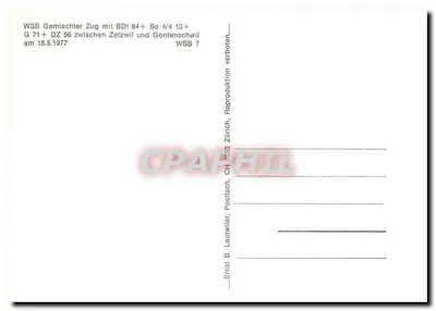 Tramway entre Zetzwil e Gontenschwil — WSB 7 — editor WSB, n° 7 — Verso