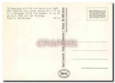 Tramwaj sportowy TB — Zurych — wydawca B. Leuwiler Verlag, nr 64-10 — Rewers