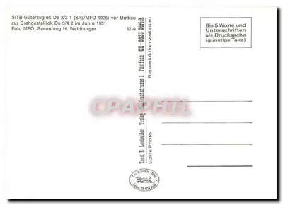 Locomotiva elétrica Sihlthal Bahn — n° 367 — editor Ernst B. Leutwiler, n° 57-9 — Verso