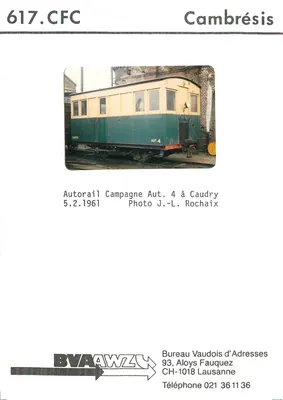 Autorail Campagne Aut. 4 em Caudry — 5.2.1961 — Bureau Vaudois d'Adresses, Lausanne