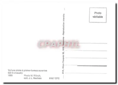 Mieszana lokomotywa z otwartymi platformami — CD 2 do Caudry — Foto M. Rifault, kolekcja J.L. Rochaix — n° 618.7 CFC — Rewers