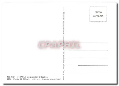 Parowóz nr 11 (SACM) — pod ciśnieniem w Castres — Foto M. Rifault — Rewers