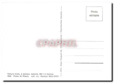 Veículo híbrido com eixos radiantes — BD 1 em Castres — Foto de M. Rifault, coleção J.L. Rochaix — 1018 — Verso