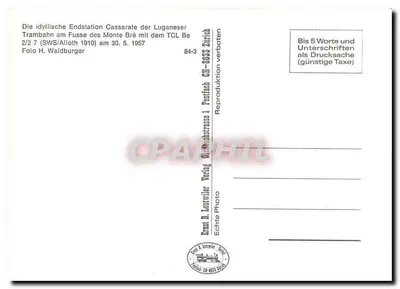 Cassarate — estação de trem TCL — Ernst B. Leutwiler Verlag — Verso