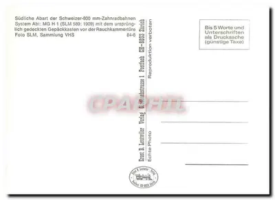 Lokomotywa parowa — system MG H 1 (SLM 589: 1909) — Ernst B. Leutwiler, Zurych — Rewers