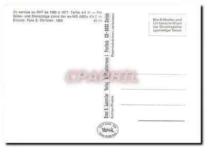 Trem elétrico T2 27 — ex-MO ABDe 4/4 — RVT, Suíça — Ernst B. Leunwiler Verlag — Verso
