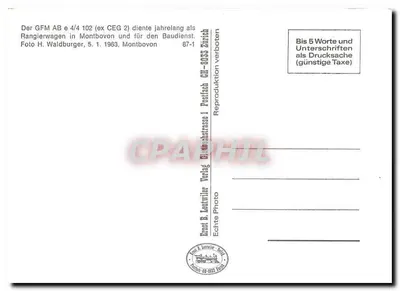 Trem GFM AB 4/4 102 (ex CEG 2) — Montbovon — Ernst & Leutwiler Verlag — Verso