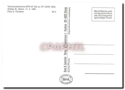 GFM B² 223 — पुराना पोस्टकार्ड (SWS 1903) — एर्नस्ट बी. लेंटविलर वर्लाग, ज़ुरिख़ — पीछे