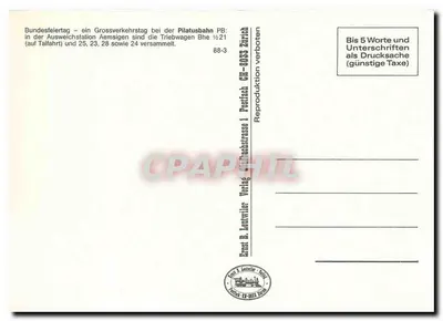 Pilatusbahn – Rotbahn nach Aemsigen — Ernst B. Lentwiler, Zürich, n° 88-3 — Rückseite