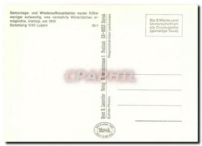 Pilatusbahn — Viagem de inverno — Editor Ernst & Lennwiler, n° 956 — Verso