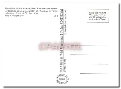 Pociąg BLS ABDZe 4/6 737 — Gurbürli — Ernst R. Leutwiler Verlag — Rewers