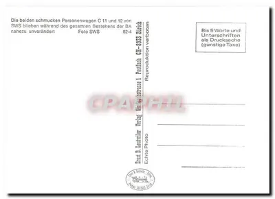 Wagony C11 i C12 BA — SWS — Wydawca Ernst B. Lauterwiler, Zurych — Rewers