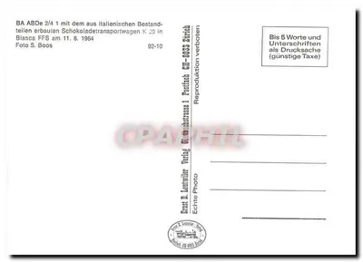 Biaisca FFS — Tramway BA ABDe 2/4 mit Schokoladenwagen K 29 — Ernst B. Leutwiler, Zürich — Rückseite