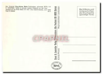 Pociąg RhB 4/4 487 — Chur Bahnhofplatz — Ernst B. Leutwiler Verlag — Rewers
