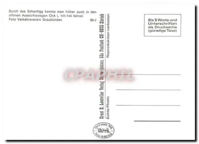 Trem a vapor nas montanhas — Graubünden — Echte Postkarte — Verso