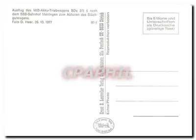 Meiringen – Innertkirchen — elektryczny pociąg KWO 5 — wydawca Ernst R. Lattwiler, n° 97-1 — Rewers