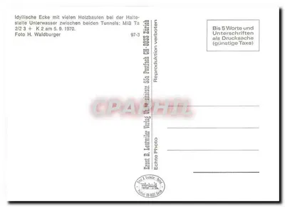 Canto idílico com muitos edifícios de madeira perto da parada de Unterwasser entre dois túneis — Ernst B. Leutwiler Verlag, 97-3 — Verso