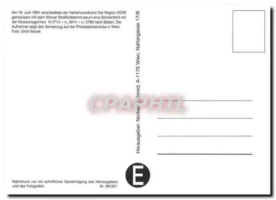 Tramway N°2714 — Viena — edição VOR — Verso