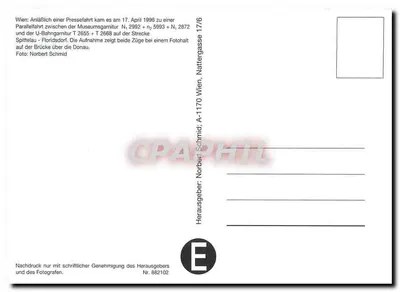 Pociągi równoległe — Wiedeń, 17 kwietnia 1996 — Norbert Schmid, n° 882102 — Rewers