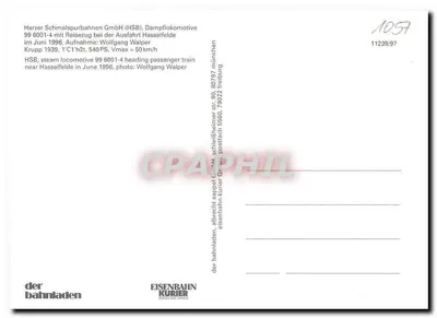 Locomotiva 99 6001-4 — Harzer Schmalspurbahnen GmbH — edição Eisenbahn Kurier — Verso