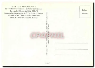 O "Tartarin" — Estação de St-Etienne-du-Grès — A.J.E.C.T.A. PROVENCE n°1 — Verso