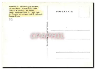 Lokomotywa Baureihe 10 — ostatnia parowóz opracowana przez DB — Krupp, Essen — Rewers
