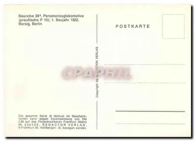 Locomotive de la série 39.9 — Personenzuglokomotive préussienne P 10 — éditeur Redactor Verlag — Verso