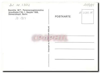 Lokomotywa DR 38 1924 — seria 38¹⁰, lokomotywa pasażerska (pruska P 8), pierwszy rok produkcji 1906 — Redactor Verlag — Rewers