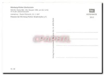 Tramwaj 213 — linia 17, przystanek Westfriedhof — Nürnberg-Fürther Straßenbahn, seria 2803 — Rewers