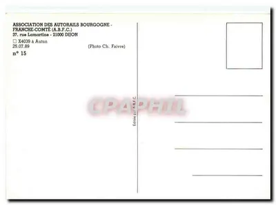 Stacja X4039 — Pociąg zatrzymany — Stowarzyszenie Autoraili Burgundia-Franche-Comté (A.B.F.C.) — Rewers