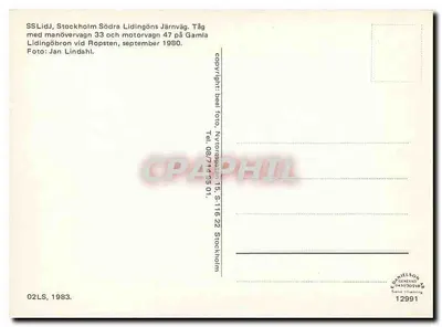 Estocolmo - Tramway na ponte Lidingöbron — SS Liddj, Södra Lidingövägen, automóvel 47, setembro de 1980 — Verso