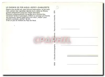 Trem do Chemin de fer Aigle-Sepey-Diablerets — J. Baudat — n°1005 — Verso