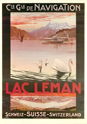 Lago Léman — navegação e cisnes — Stab Richter & Cie, Napolé