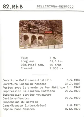 BELLINZONA-MESOCCO — Linha Ferroviária Rética — 82.RhB