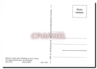 Bionay — trens para Chamby e para Vevey — BVA, av. de Provence 16, 85.5 CEV — Verso