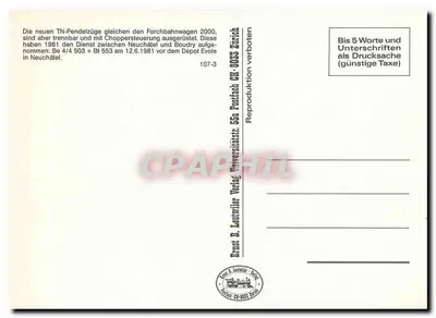 Tramwaj TN 553 w Zurych — Specjalna jazda — Ernst B. Leuwiiler Verlag — Rewers