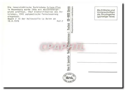 Teleferyk Neuenburg — Wagon 2 na przystanku La Boine — Wydawca Ernst B. Lenzwiler, Zurych — Rewers