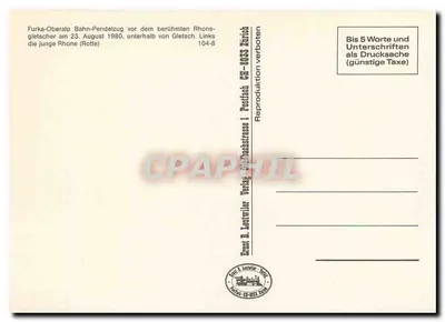 Trem da Furka-Oberalp à 104-8 — Kunst B. Lautwiler Verlag, Zurique — Verso